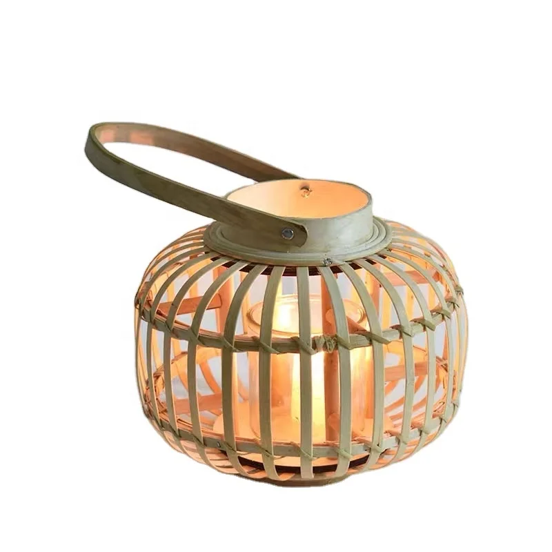Factory Customize Nordic Style Wood Candle Holders Lanterns & Jars Round Wooden Lantern for Wedding Camping Decorative