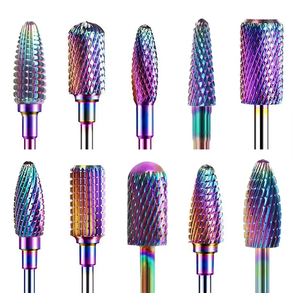 Professional Wholesale 5 in 1 Remove Gel Acrylic Nails Tool Tapered manicure Drill Milling Cutter Safety Carbide Nail Drill Bits