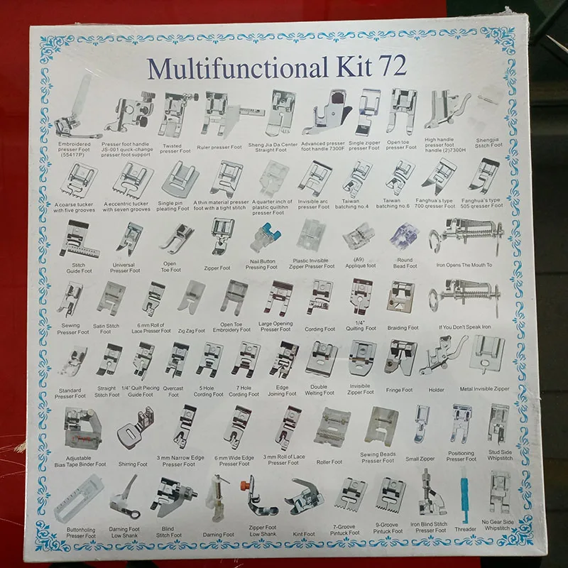 YUK Sewing Machine Parts #72 Presser Foot Domestic Sewing Machine Braiding Blind Stitch Darning Presser Foot Kit Set