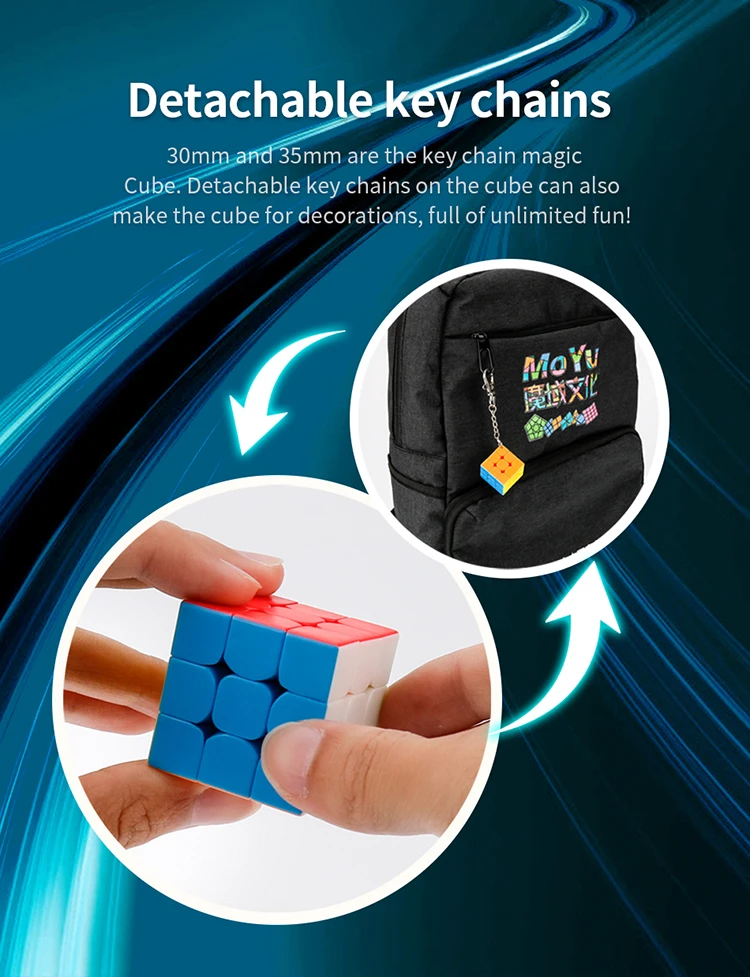 MoYu Mini 3.5cm 3x3x3 Speed Cube Magic Puzzle with Key Ring Gift Toys for Kids Box Packed