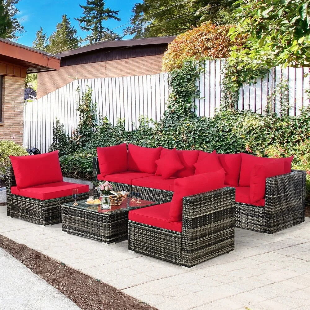 Outdoor Furniture All Weather Garden Rattan Furniture Wicker Outdoor Rattan Sofa Sectional Patio Corner Sofa Set