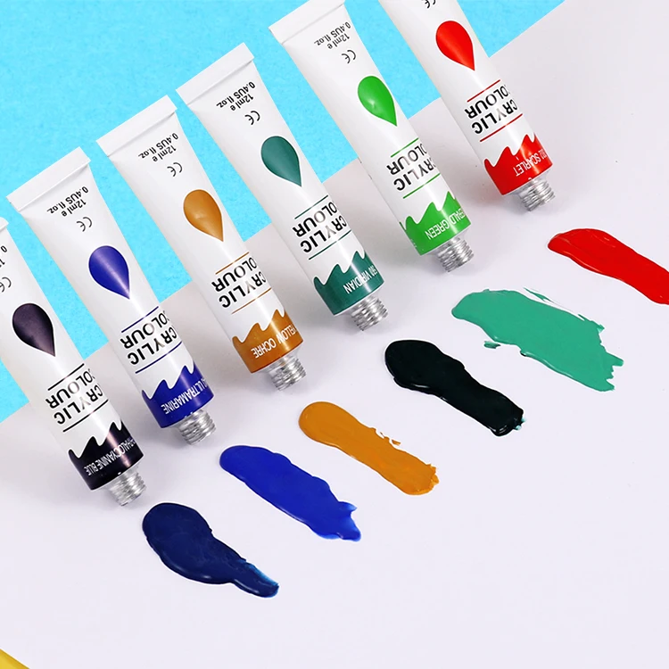 Foska Non-toxic Acrylic Paints Heavy-Body 0.41 Fl oz 12ML Tubes Rich Pigments Waterproof Widely Used Paint Kit