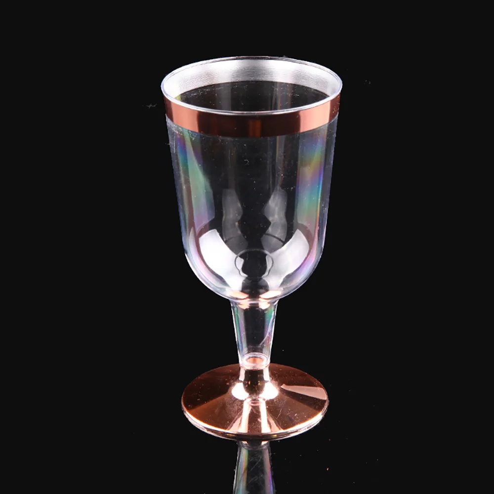Wholesale 7oz 210ml Unbreakable Plastic Wine & Whiskey Cup New Arrival Rim Design Rose Gold Color Set for Party Use CN;ZHE