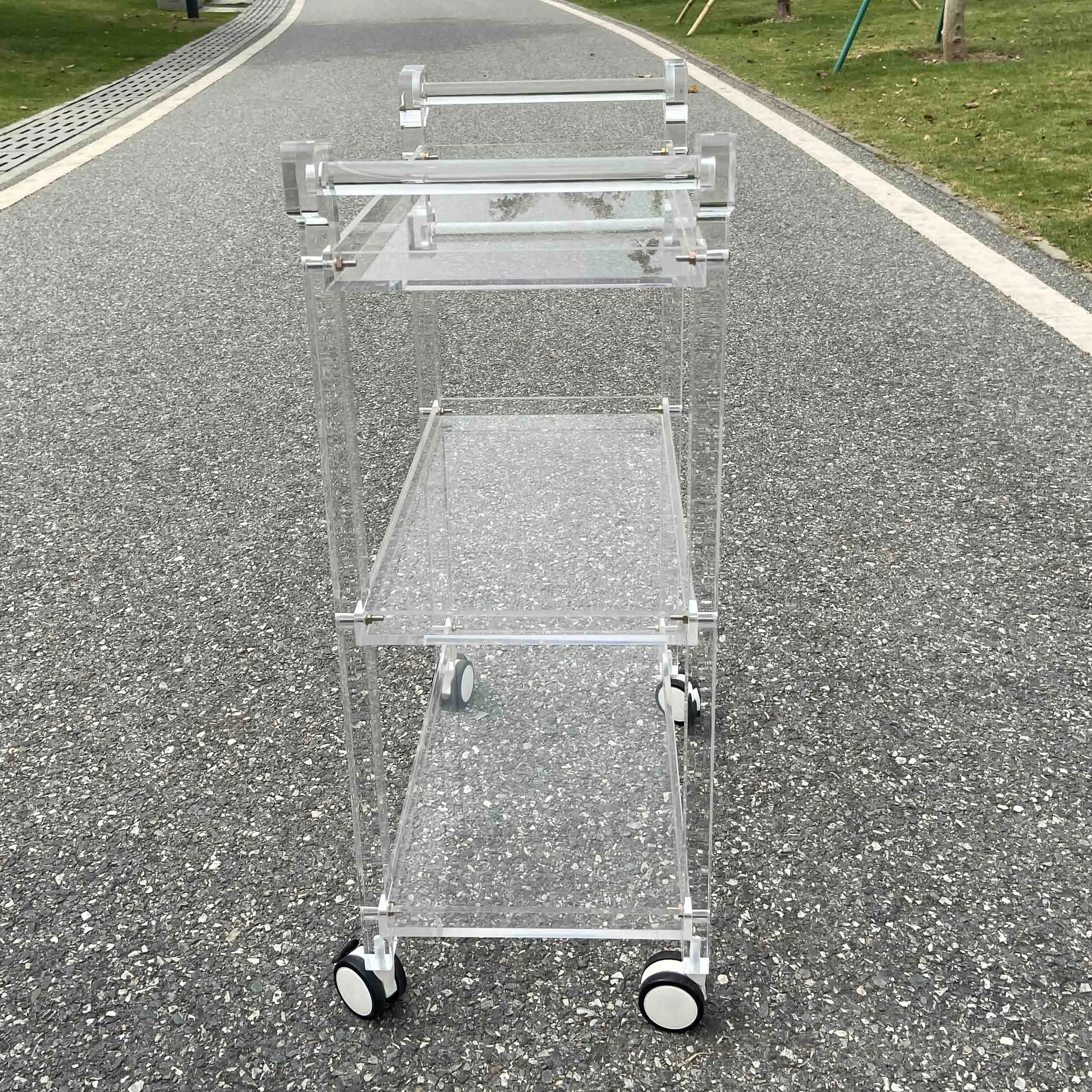 birthday wedding party  high transparent five star Restaurant food serving 3 tray food trolley