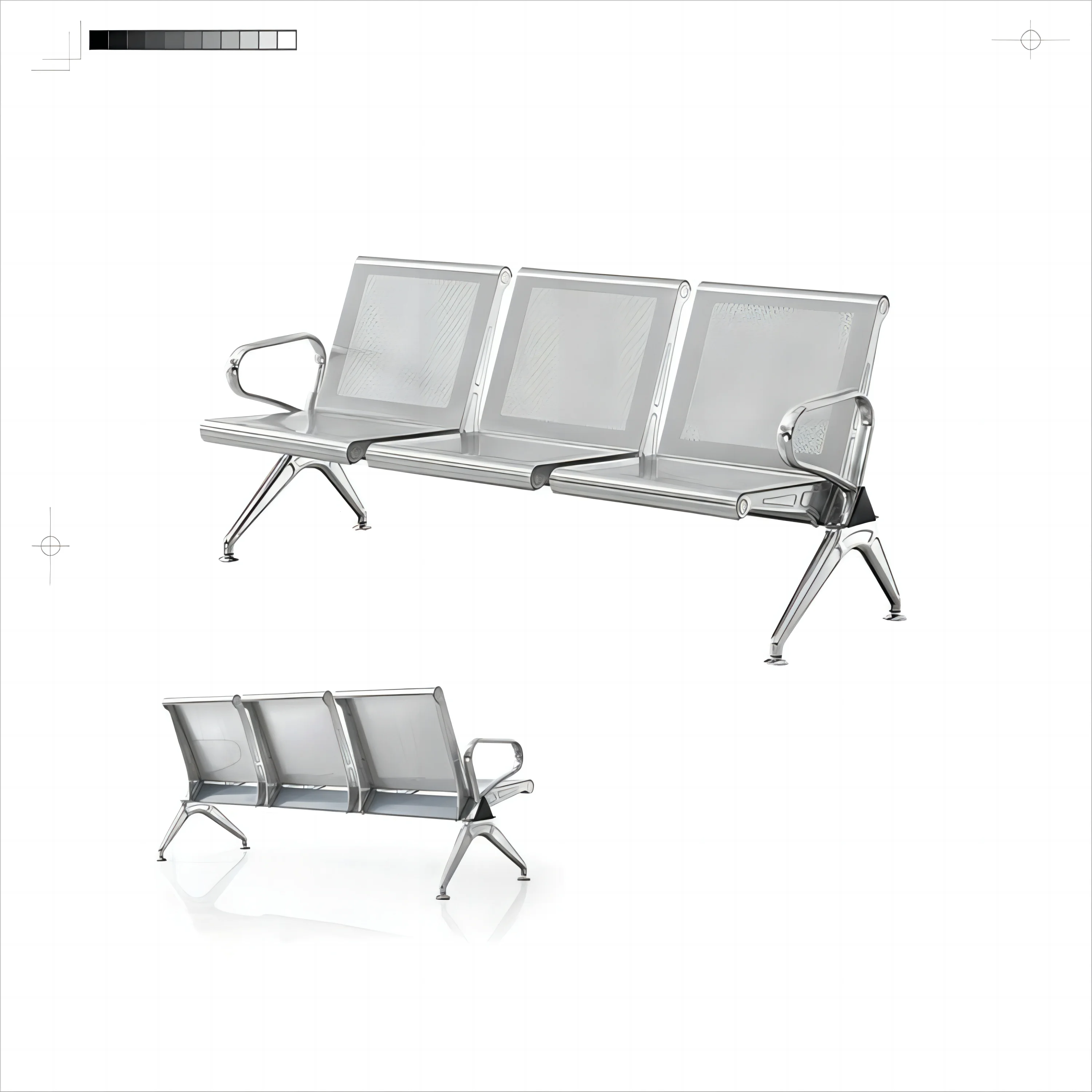 Airport Chair 3 Seater Waiting Chairs For Hospital Clinic Aluminum Public PU seating