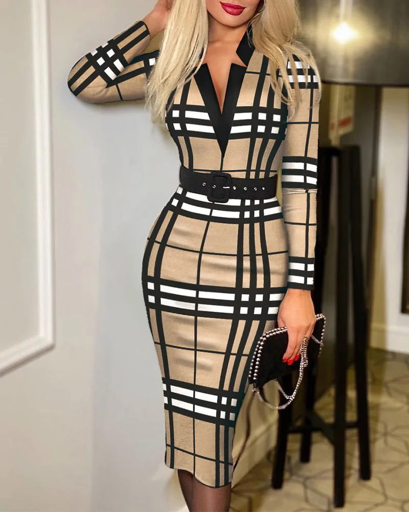 Full sleeve fashion printed women pencil dresses OC590