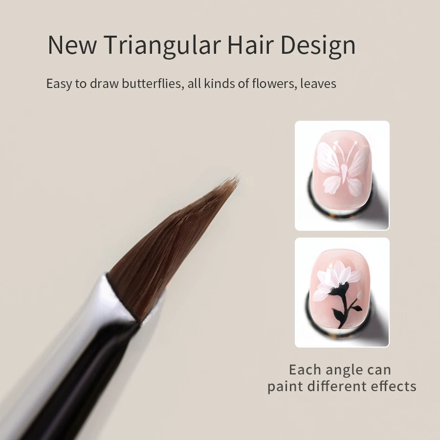 Customized Logo ANNIES Butterfly Triangle Flowers Nails Brush Painting Professional Nail Drawing Brushes