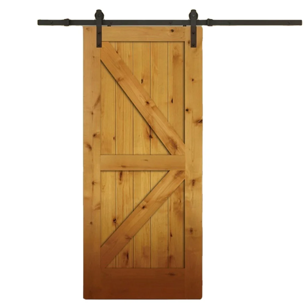 Professional custom simple vintage log Japanese style restaurant toilet household  partition hanging rail push pull barn door