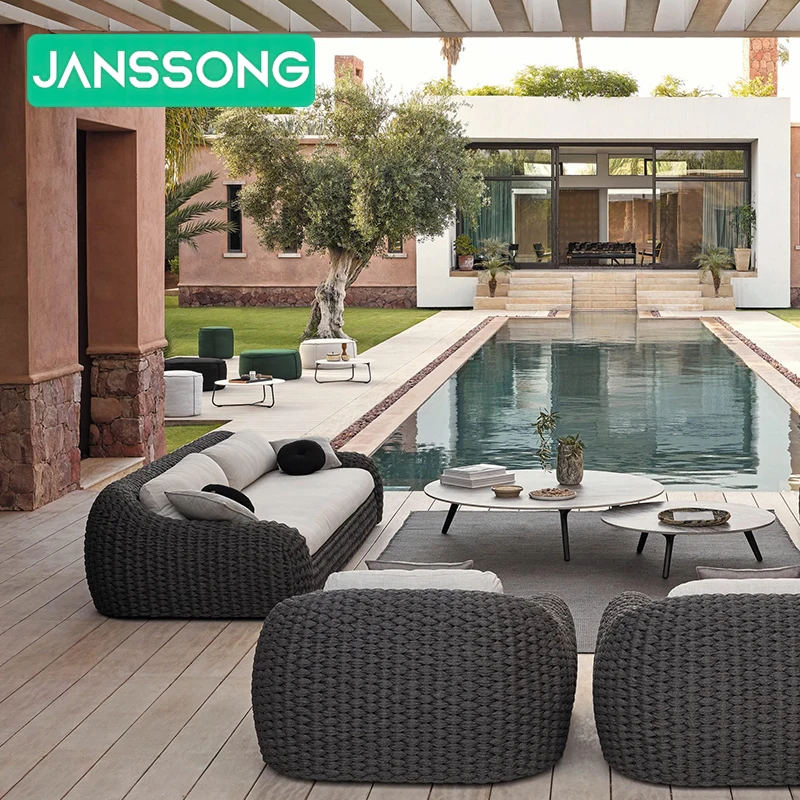 Leisure All-Weather Modern Outdoor Furniture Hotel Villa Aluminum Frame Part of the Courtyard Outdoor Garden Braided Rope Sofa