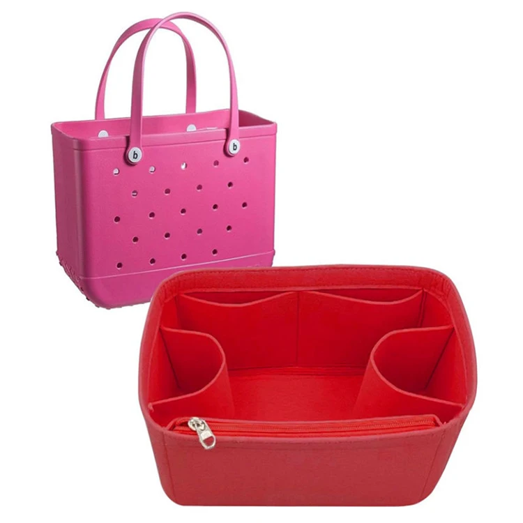 Wholesale Rubber Silicone Handbag Inner Accessories Detachable Felt Storage Bag Insert Bag Organizer For EVA Tote Bag