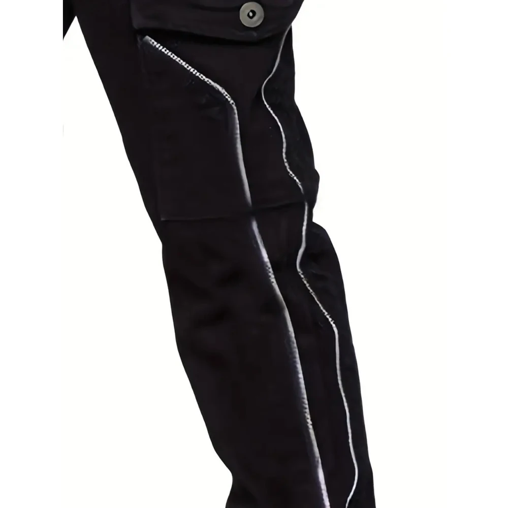 Distressed Cargo Jeans for Men - Slim Fit Denim Pants with Streetwear Style and Punk Edge