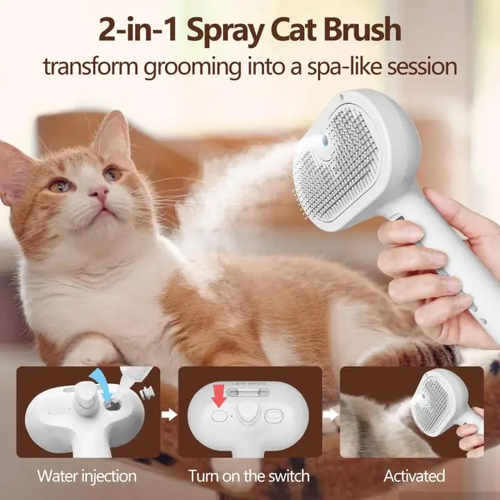2024 Steamy Cat Brush Electric Self Cleansing Cat Brush With Steam Spray For Massage Pet Grooming Comb Hair Removal Combs