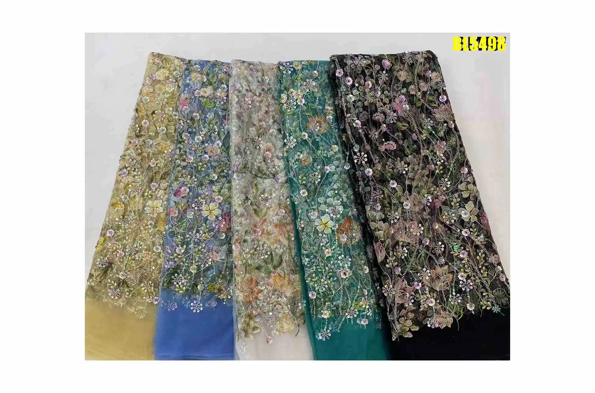 High Quality African Beaded Lace  Kaftan Beaded Embroidery Design Fabric