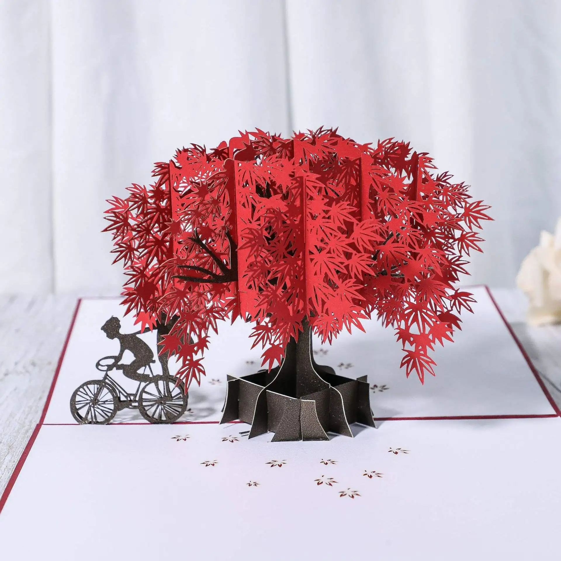 Handmade Kirigami Origami Maple leaves Tree 3D Pop UP Greeting Cards Invitation card For Wedding Birthday Party Gift