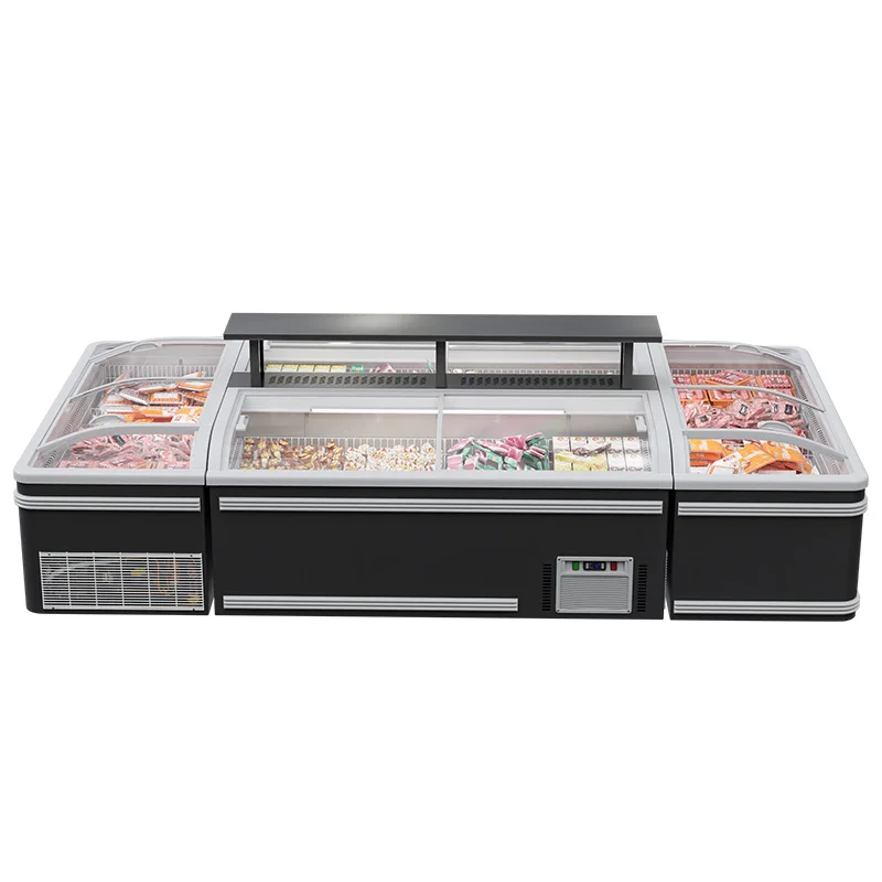 commercial supermarket island cabinet mini freezer ice cream display showcase