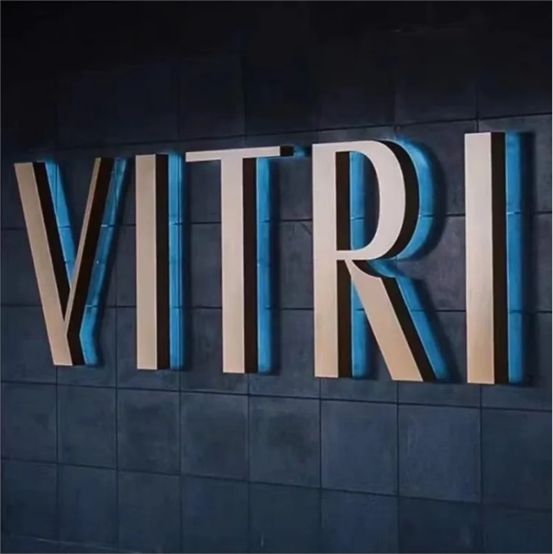 Exquisite made logo halo lit Company Reception Business signage real estate metal letters sign custom