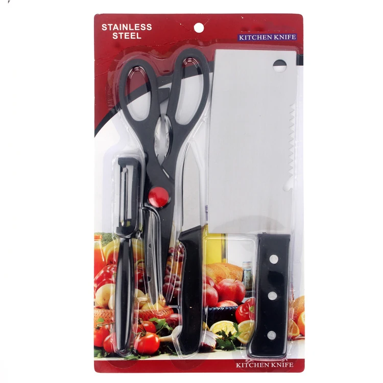 High Quality Knives Kitchen, Knives 3 4 5 6 Inch Chef Knife Cook Set Peeler White Blade Black Color Handle/