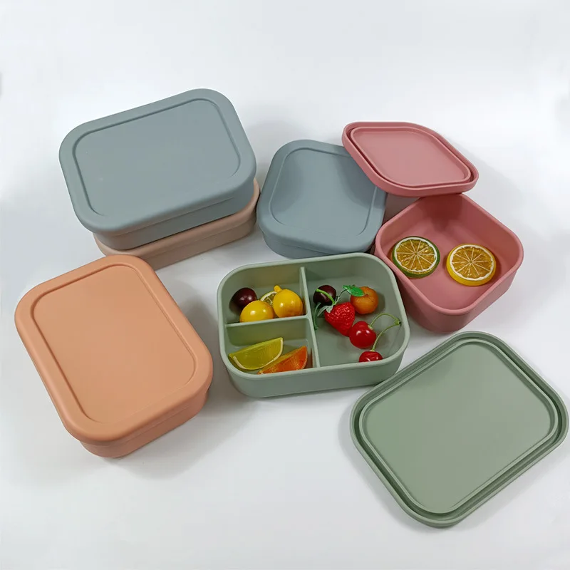 100% Food-grade Silicone Kids Bento Box With Lid Children Lunch Box Lunchbox Kids