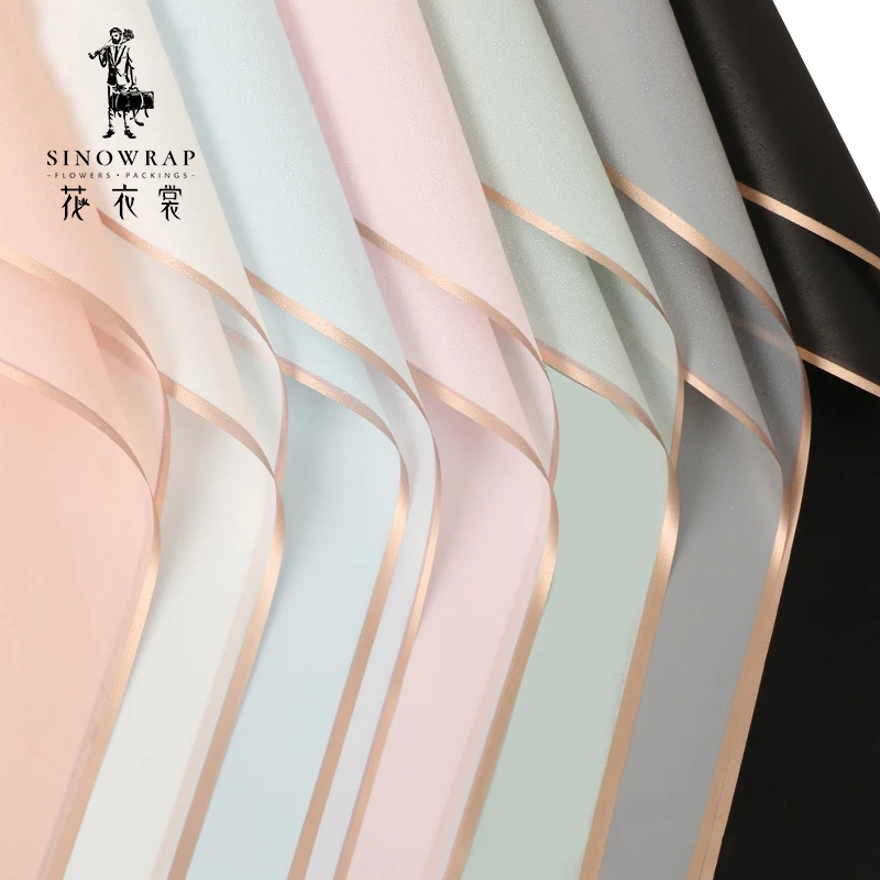 
Hot sale Matte Flower Bouquet Wrapping Packaging Paper with Golden Frame 