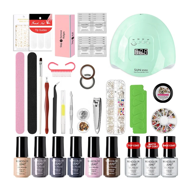 Nail supplies salon OEM Factory wholesale shopify nail kit professional private label gel nail polish set with uv lmap
