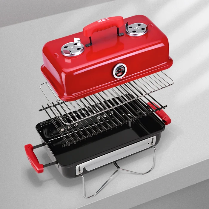 Mini Portable Foldable Camping BBQ Grills Outdoor Indoor Tabletop Smokeless Multi-function BBQ Smoker Charcoal Barbecue Grill