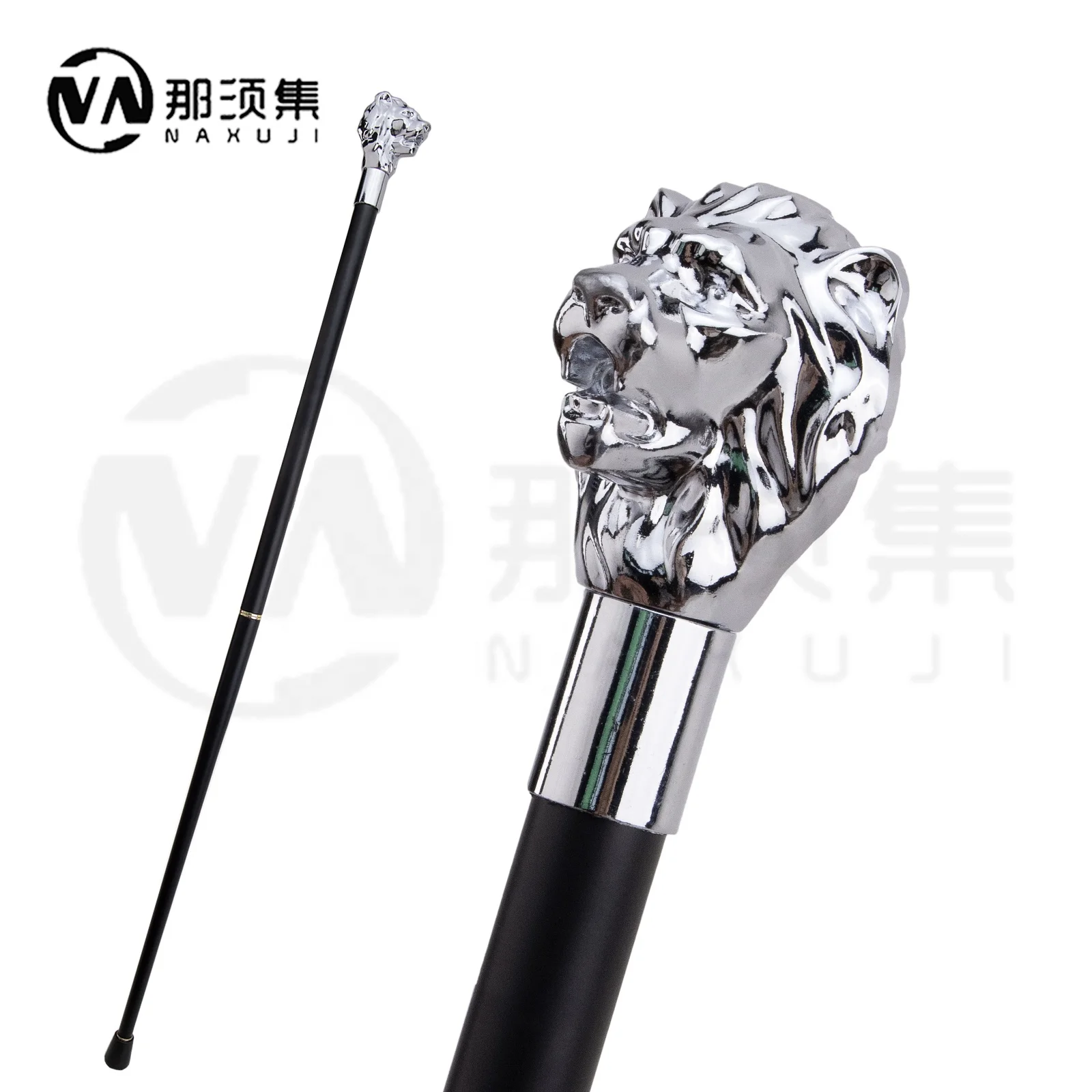 Luxury Shiny Lion Handle Model walking sticks hiking cane royal scepter Aluminum alloy crutches