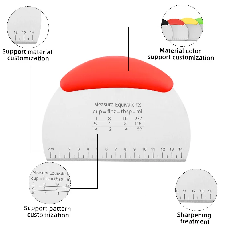 Stainless Steel Flour Scraper With Graduated Baking Tool Dough Knife Stainless Steel Cutter