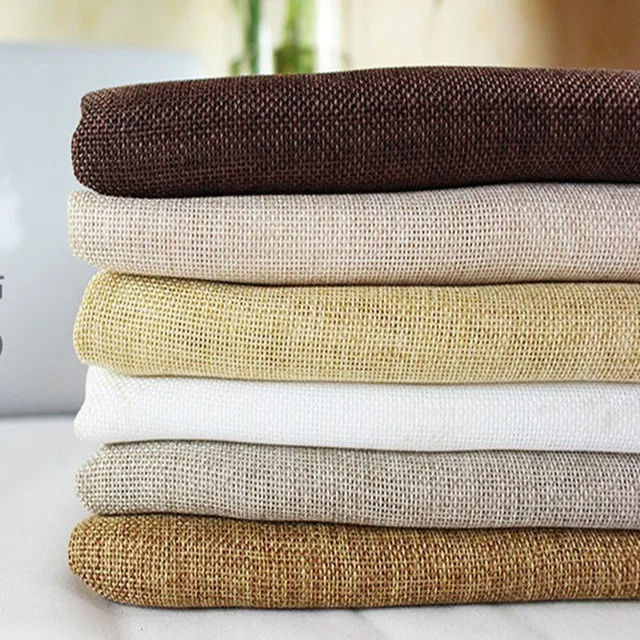 bonded 100% polyester burlap sofa fabric polyester faux linen fabric for pillow cover