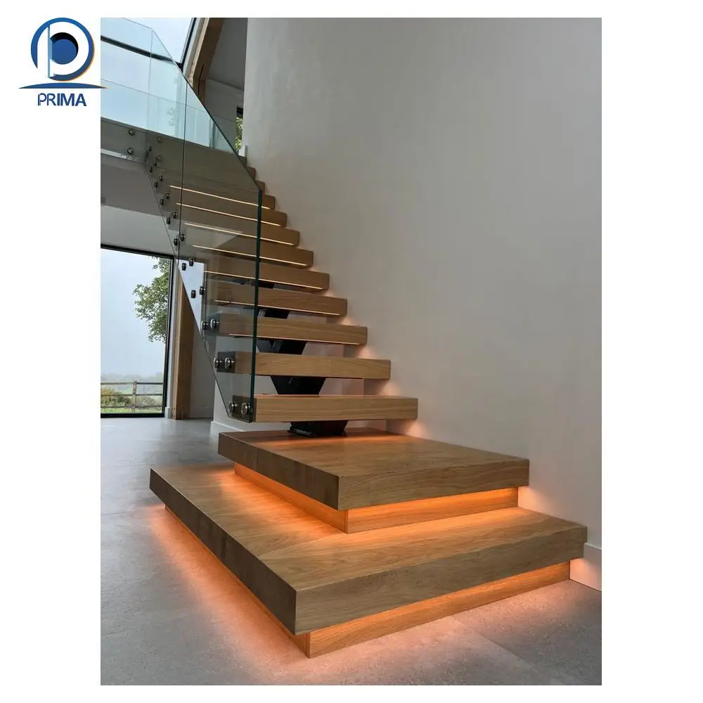 Staircase Modern Glass Railing Invisible Wooden Box Step Floating Stairs Cost