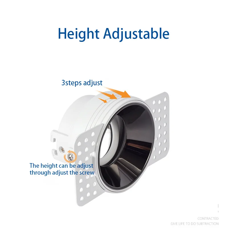 Frameless GU10 MR16 MR11 Down Light Fixture 95mm cutout Trimless GU10 Fitting Deep Reflector Anti-glare Aluminum