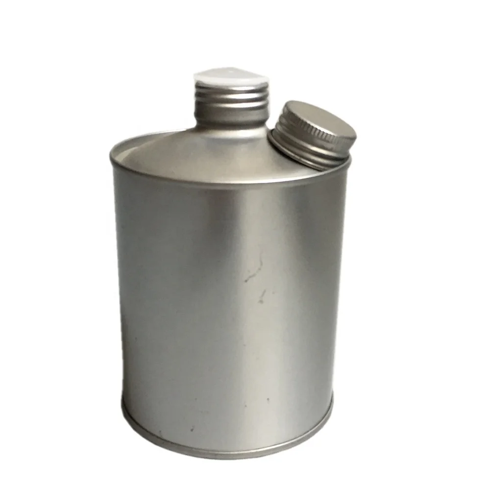 Low price wholesale custom 0.5 liter metal tin bottle with small crew cup for brake fluid