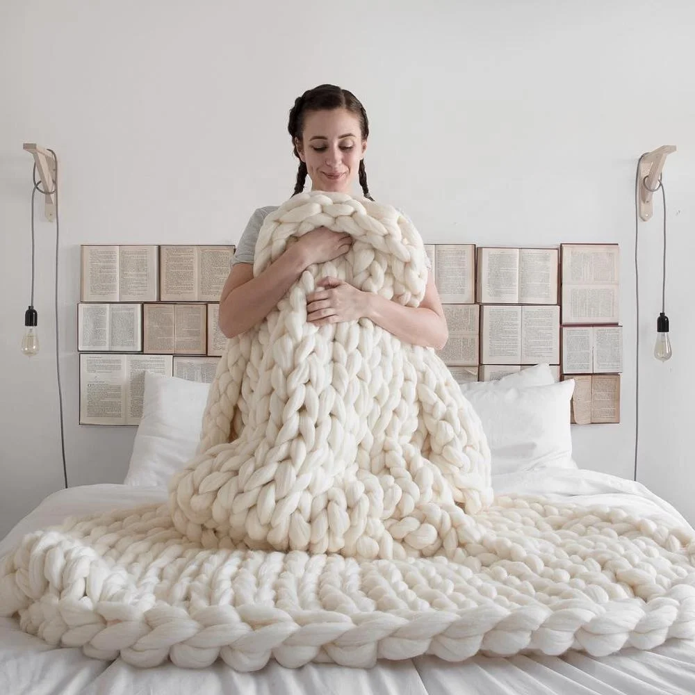 Wholesale Australian chunky merino wool blanket 120*150cm from China Suppliers