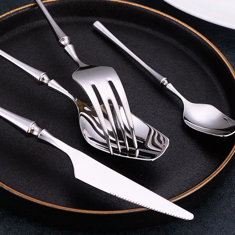 Western Golden Tableware Stainless Steel Flatware Luxury Cutlery Set Spoon Fork Knife Cubiertos