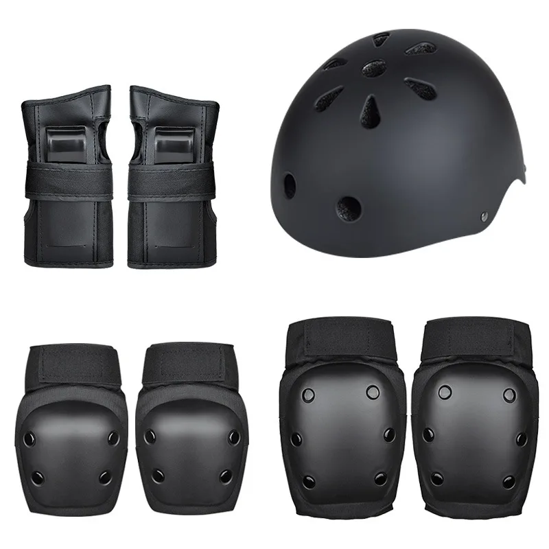 7pcs/set Adjustable Cycling Skiing Scooter Other Sports Protective Gear Set Knee Pads Armor and Elbow Pads Helmet for Kids
