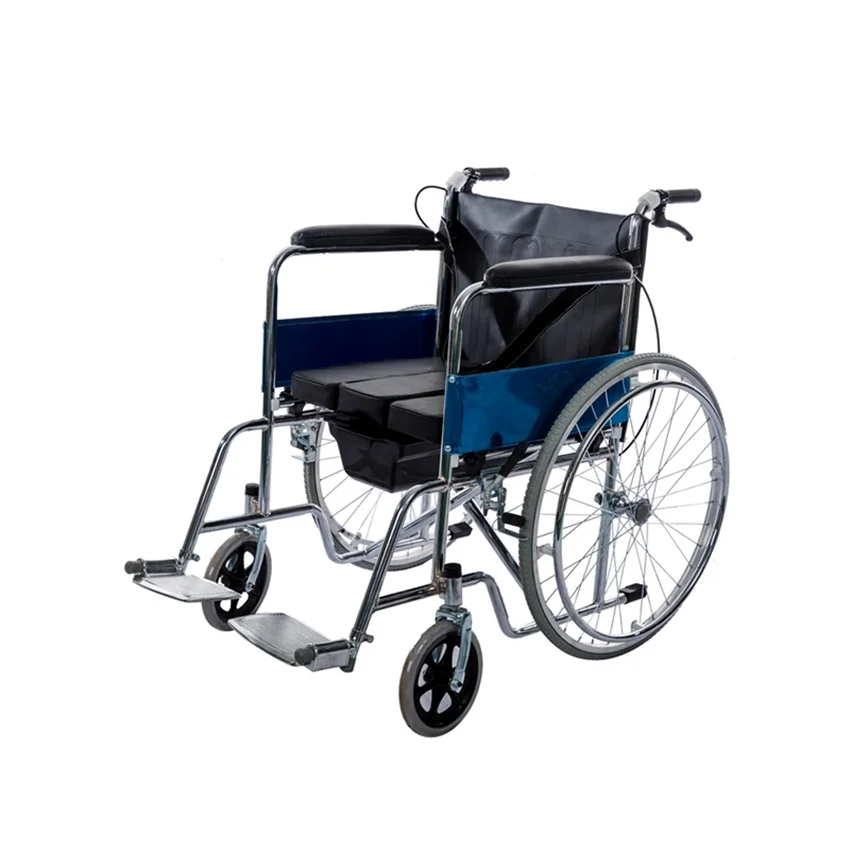 Folding Detachable Stable Hand Manual Operation Hand Brake Commode Wheelchair for Patients