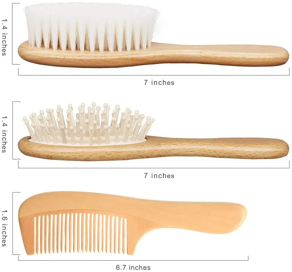 ECO friendly wooden soft hair baby hair brush set soft baby brush set for baby