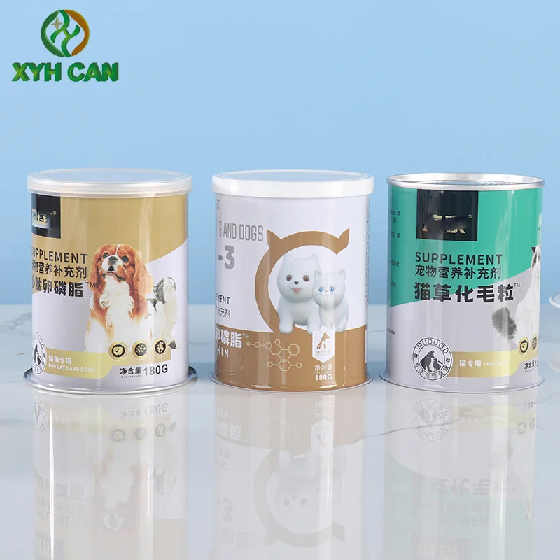 Custom Printed Logo Specification Round Snack Food  Metal Pet milk powder cans