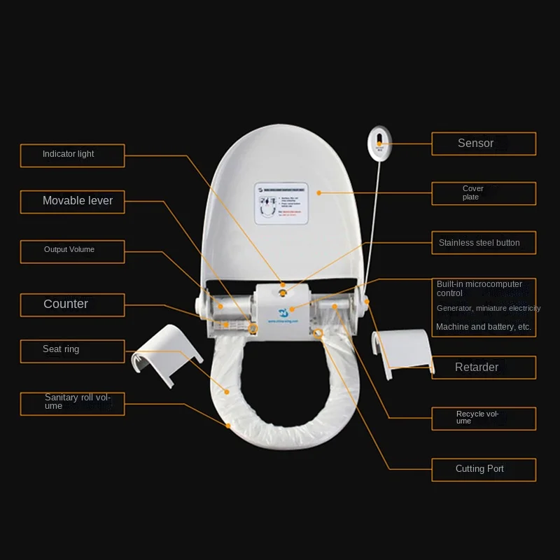 Factory direct selling one-time sexy non-contact automatic membrane changing intelligent toilet seat cover toilet seat ring