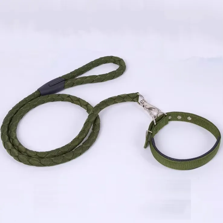 China new arrivals premium modern plain blue mini dog training running braided climbing short round rope strap tape collar leash
