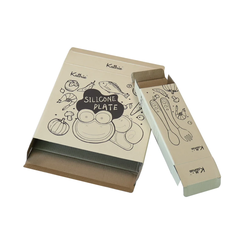 Gray cardboard tableware cutlery spoon knife and fork set packaging box customization