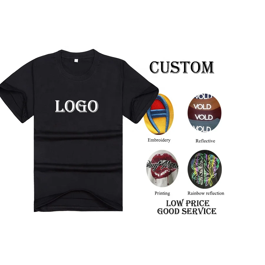 Wholesale 100% Cotton Blank O-Neck  Tshirt Customize Print LOGO T-Shirt Custom T Shirt Printing
