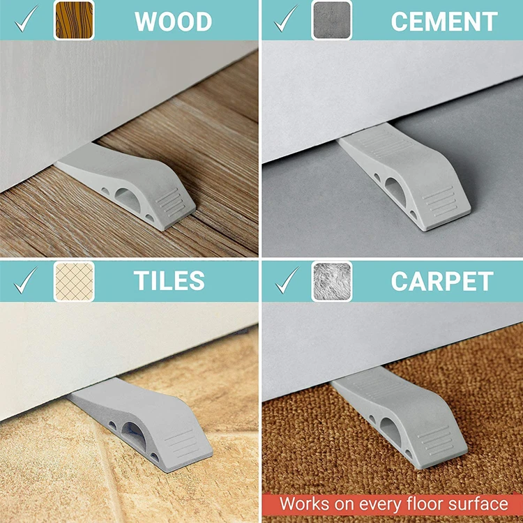 RHETECH Professional Heavy Duty Grey Door Stopper Manufacturers Home Improvement Door Stoppers Rubber Security Door Stop Wedges