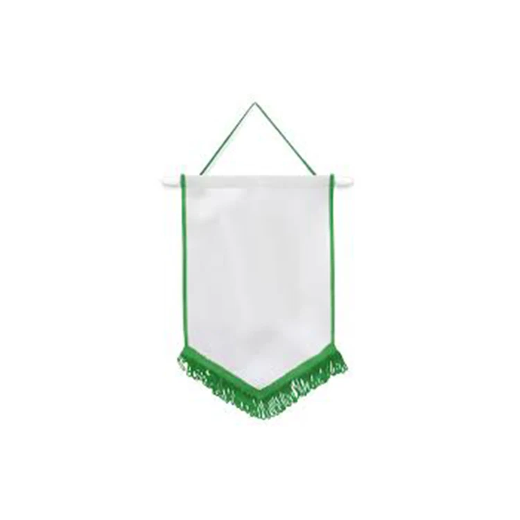 Plain pennant flag with fringe Cotton Canvas Hanging Wall Blank Banner Pennant Flag Custom Logo Sublimated Printing