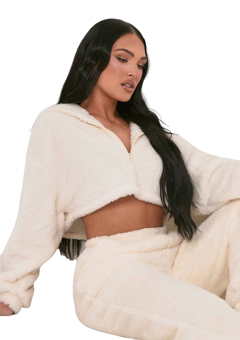 High Quality Loungewear Wholesale Women Cozy Fleece Hooded Out Door Lounge Set Two Piece Lounge Wear for Women