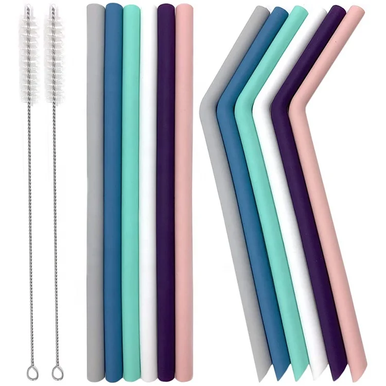 Eco Friendly BPA free easy to clean boba tea drinking juice foldable Silicone Straw