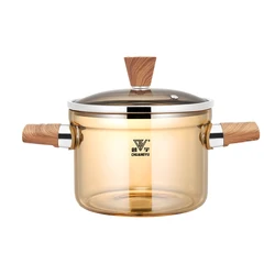 Factory direct sell transparent clear High borosilicate glass cooking pot heat resistance nonstick cooking pot