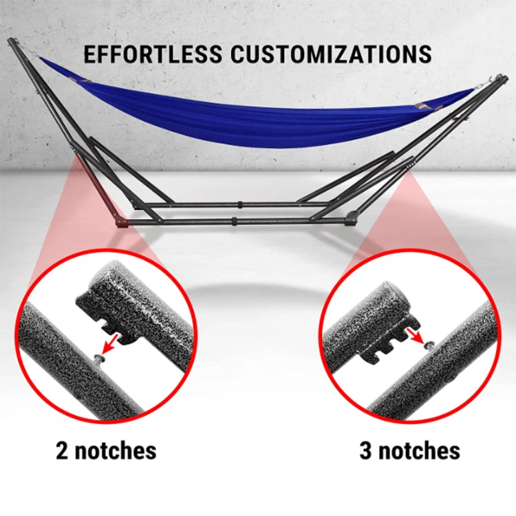Folding Outdoor Hammock with Stand Large 2 Person Hammock Stand Beach Swing Hanging Hammock Bed