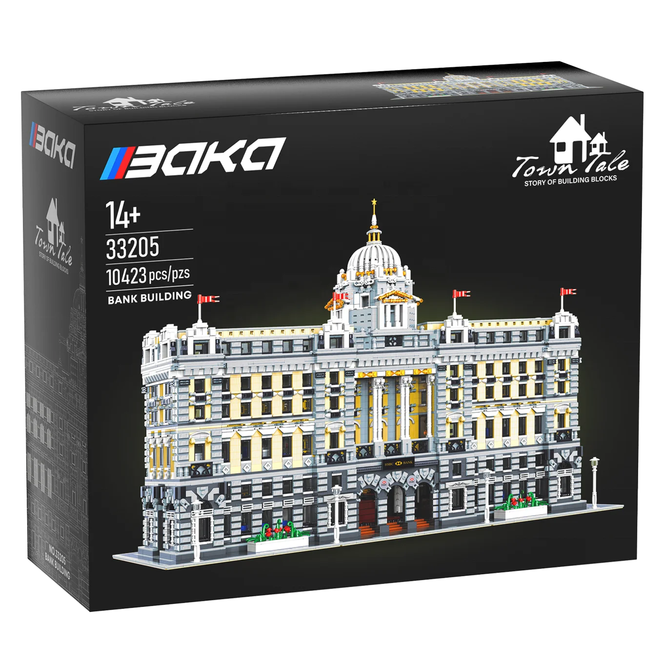 BaKa 33205 Streetview Shanghai HSBC Bank Bricks Architecture 10423PCS Model Toys Gifts Building Blocks Sets For Kids Toys