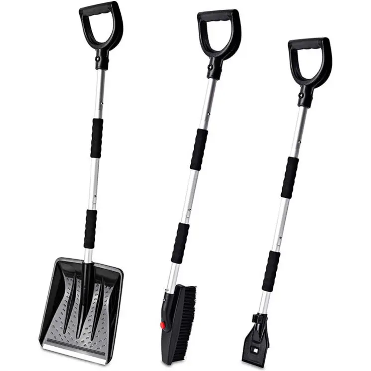 3 in 1 Twist Lock Snow Pusher Function Portable Snow Shovel Aluminium Handle Plastic Snow Shovel For Car