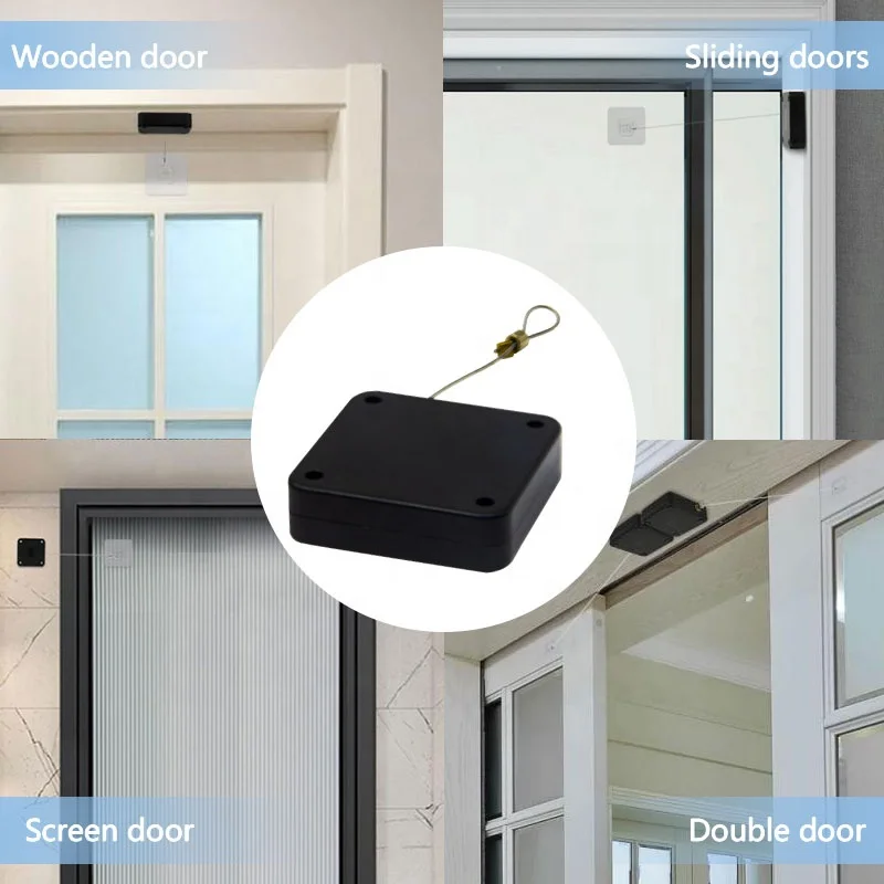 Anti-theft Multifunctional Pulldoor door catches & door closers punch-free sliding spring concealed mini Automatic Door Closer